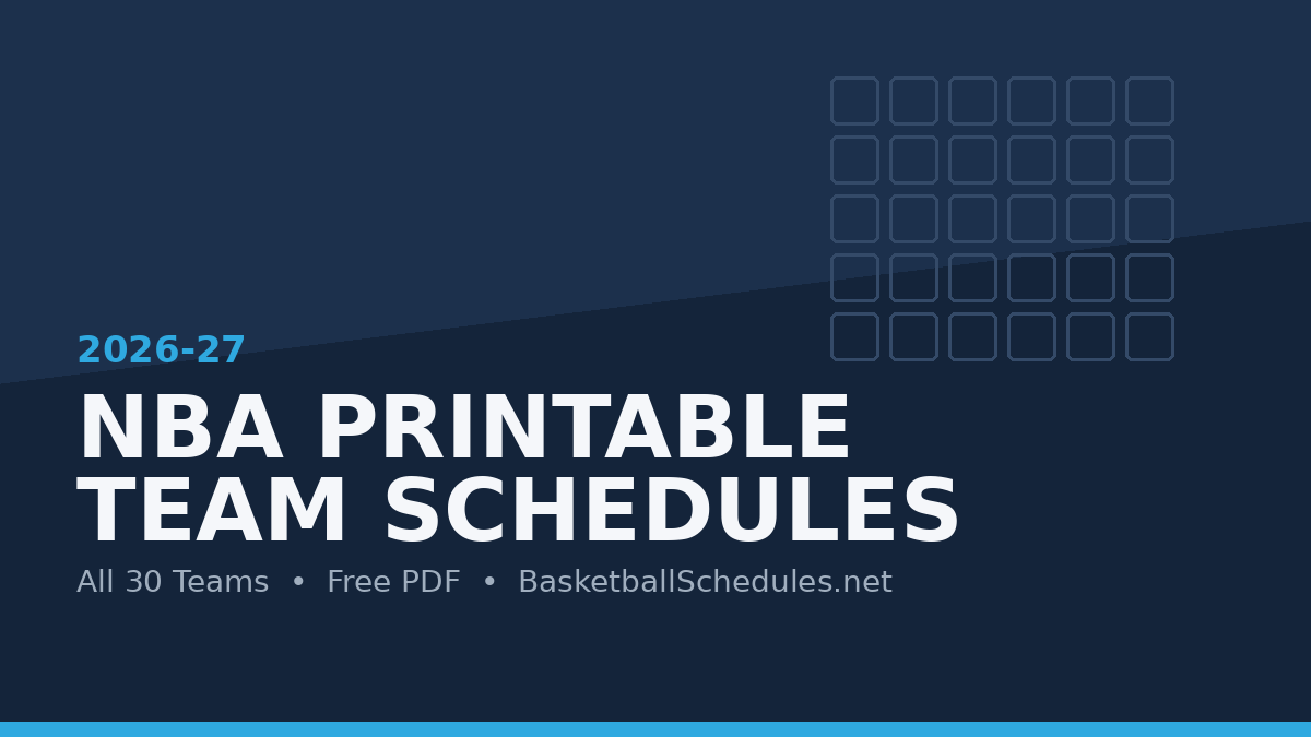 Printable 2026-27 NBA team schedules for all 30 teams, free PDF downloads