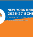 New York Knicks Schedule 2026-27: Every Game, Tip Times & Free Printable